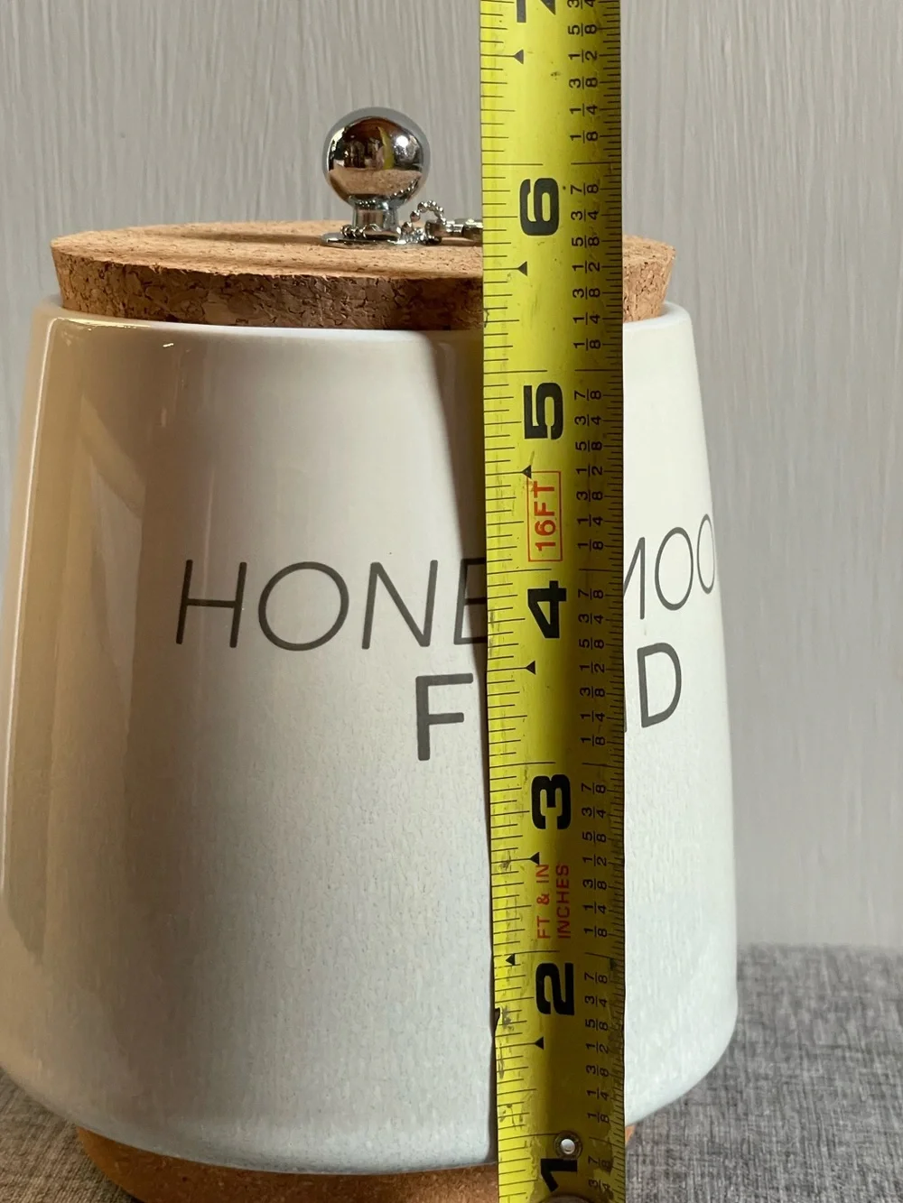 Honeymoon Fund Ceramic Money Jar with Cork Lid & Cute Little Metal Money Design